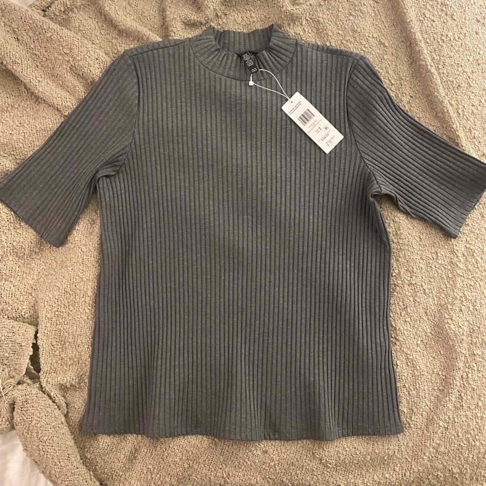Eileen Fisher Grey Mock Neck Top